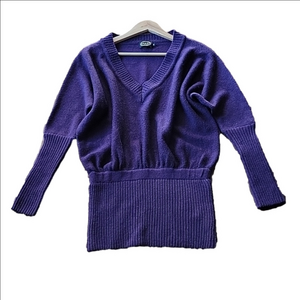 Scoop Beach Wool Blend Ribbed Dress Tunic Purple Metallic Light Dropped Waist M
